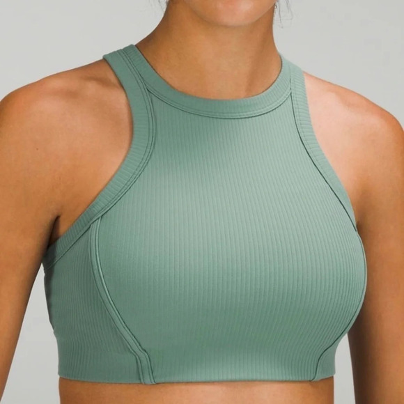 NWT Ribbed nulu high neck bra - tidewater teal - Picture 3 of 9